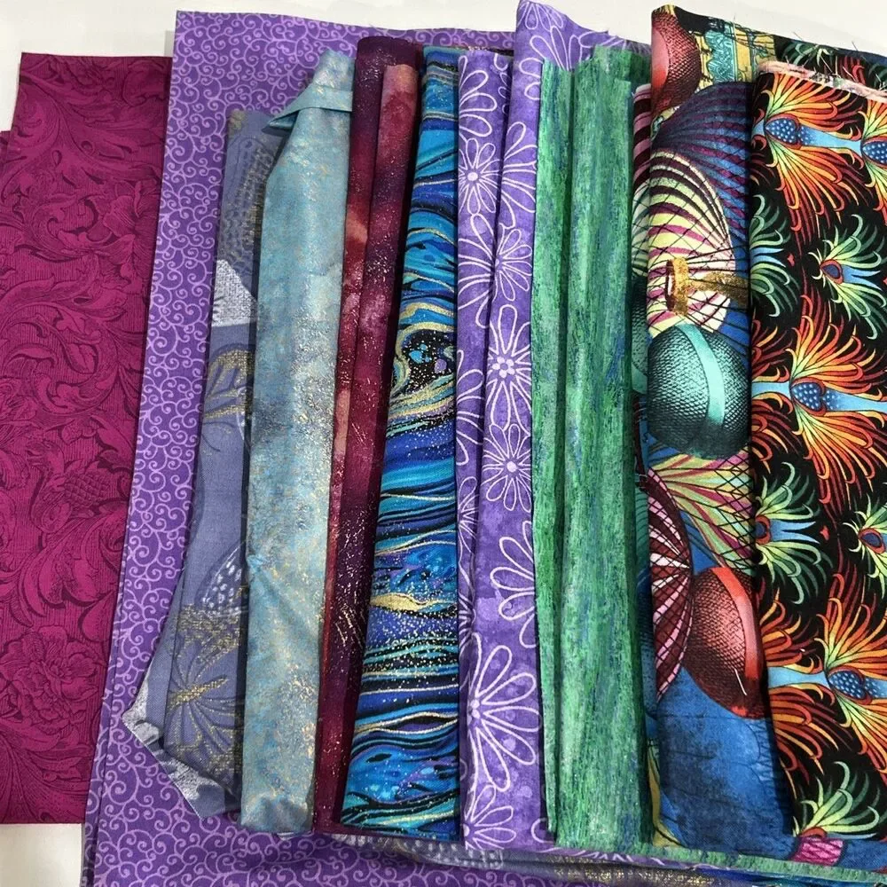 Bright Colors Fabric Lot Quilting Crafts Sewing Art Project Cotton Prints 10 Pc